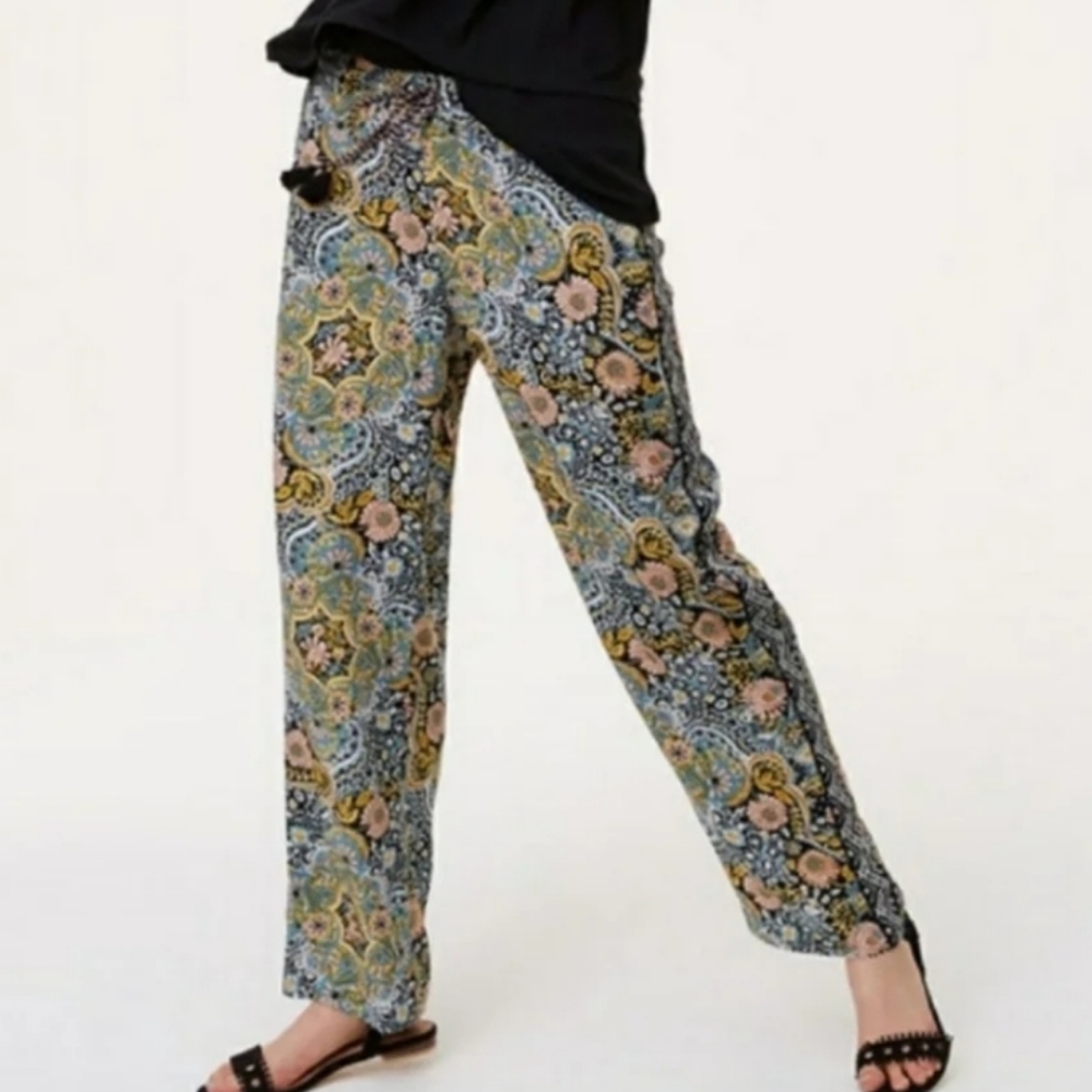 Loft Floral Print Easy Pants Large